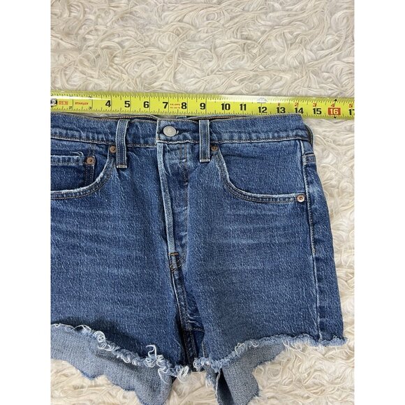Levi's Premium 501 Jean Shorts Women's Button Fly Distressed Cut-Off Denim Sz 27 - Picture 3 of 10